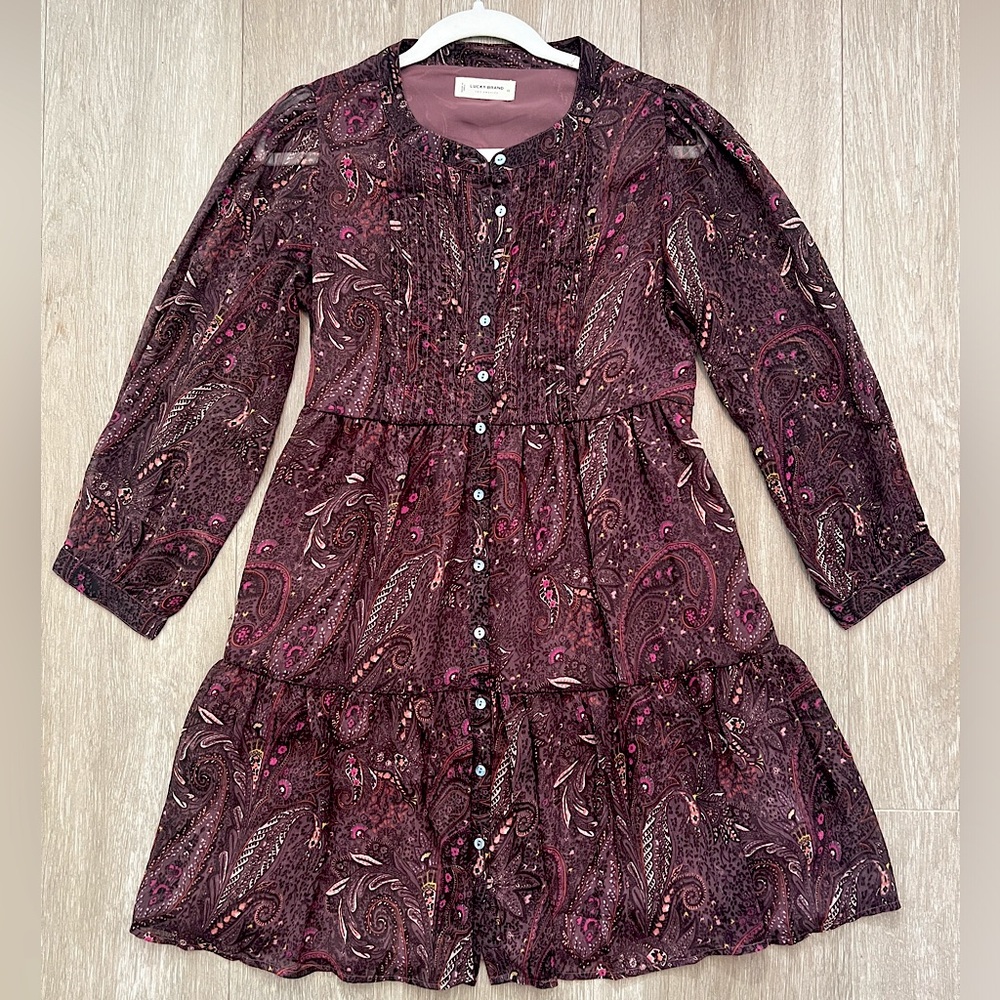 LUCKY BRAND LUREX CHIFFON DRESS